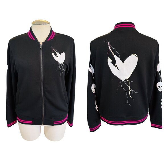 Plus Size Torrid LOVESICK Skull Heart Black Jacket 1X 2X New Gothic Jogger - Picture 1 of 5